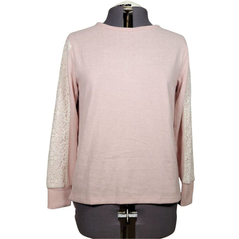 Flora Nikrooz Lace-trim Crew Neck Sweater Sz M